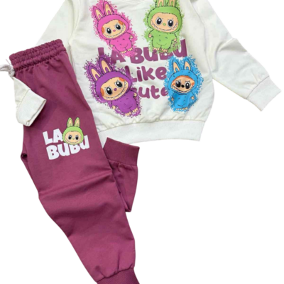 Παιδικό Σετ Φόρμας FourLabubu Λευκό-Σάπιο Μήλο FLB-72100-0118