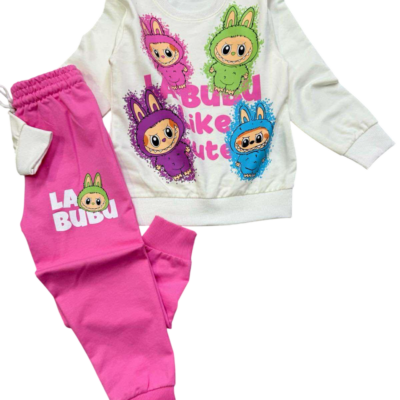 Παιδικό Σετ Φόρμας FourLabubu Λευκό-Ροζ FLB-72100-0114