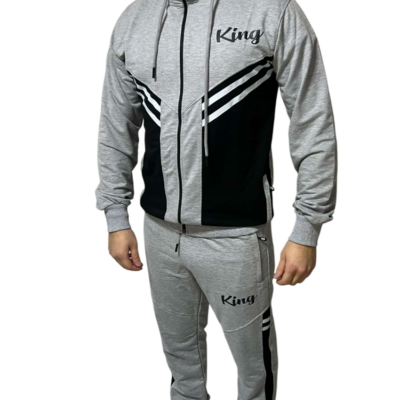 Αθλητικό Σετ Φόρμας Slim Fit Γκρι V-King VK8146-58