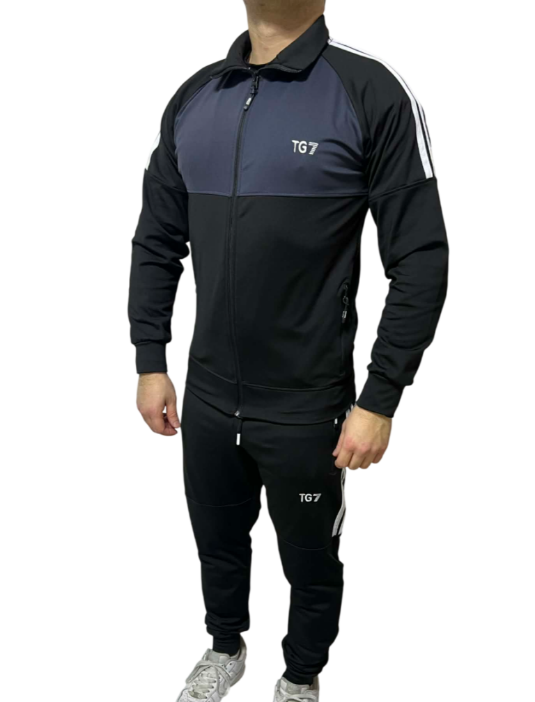 Αθλητικό Σετ Φόρμας Slim Fit Μαύρο-Γκρι TG7 TG7060-1023