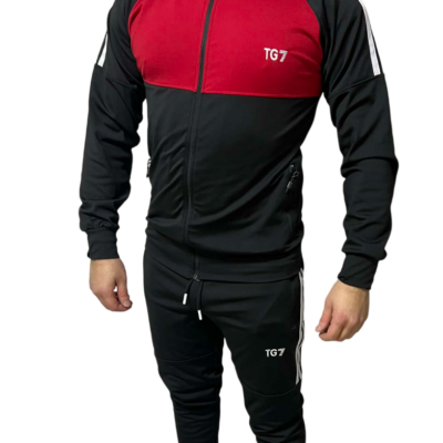 Αθλητικό Σετ Φόρμας Slim Fit Μαύρο-Κόκκινο TG7 TG7060-1012