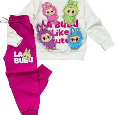 Παιδικό Σετ Φόρμας FourLabubu Λευκό-Φούξια FLB-72100-0116