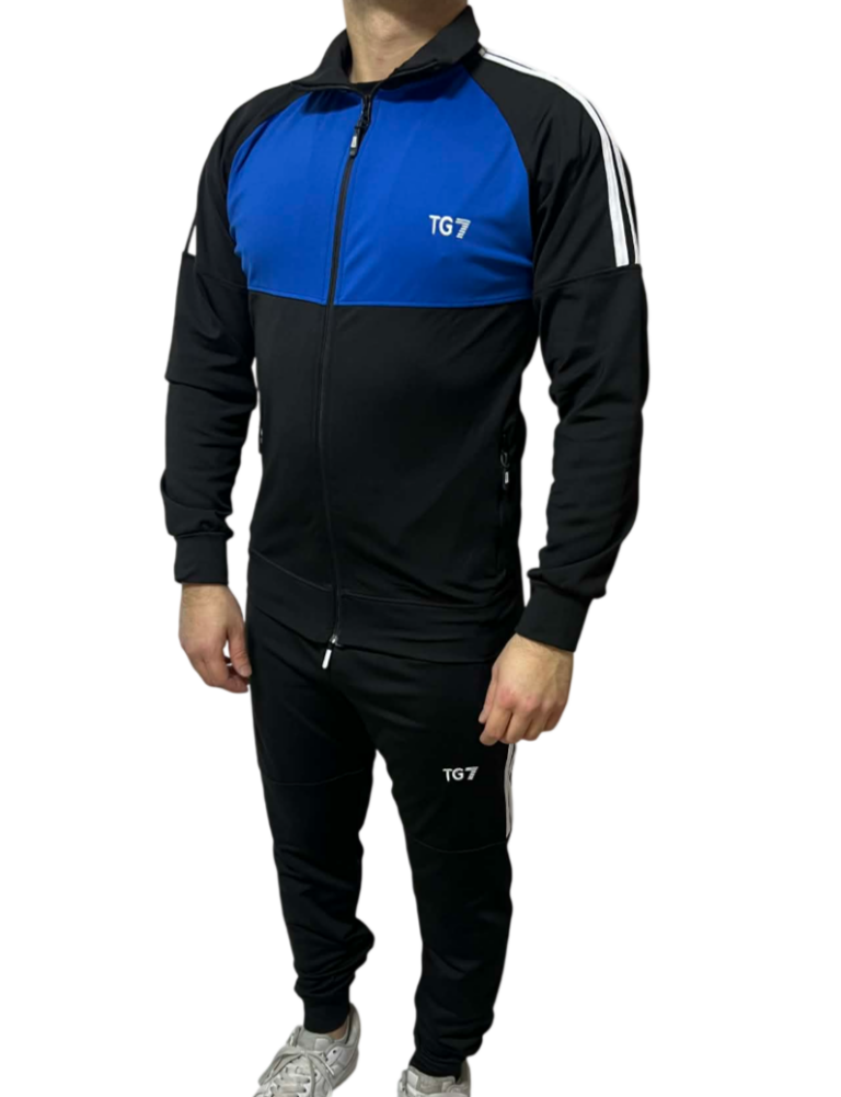 Αθλητικό Σετ Φόρμας Slim Fit Μαύρο-Μπλε TG7 TG7060-1004