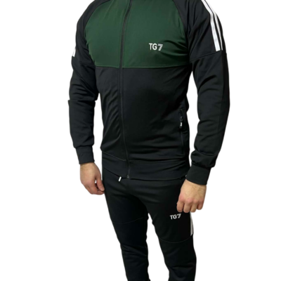 Αθλητικό Σετ Φόρμας Slim Fit Μαύρο-Πράσινο TG7 TG7060-1013