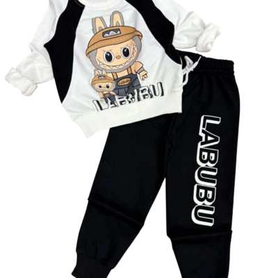 Παιδικό Σετ Φόρμας TwinLabubu Μαύρο-Λευκό TLB-72188-02