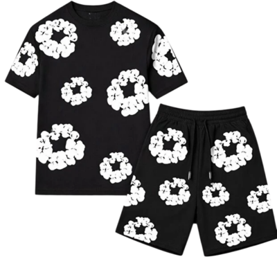 Unisex Αθλητικό Σετ T-Shirt με Βερμούδα Μαύρο DT17665Τ-02