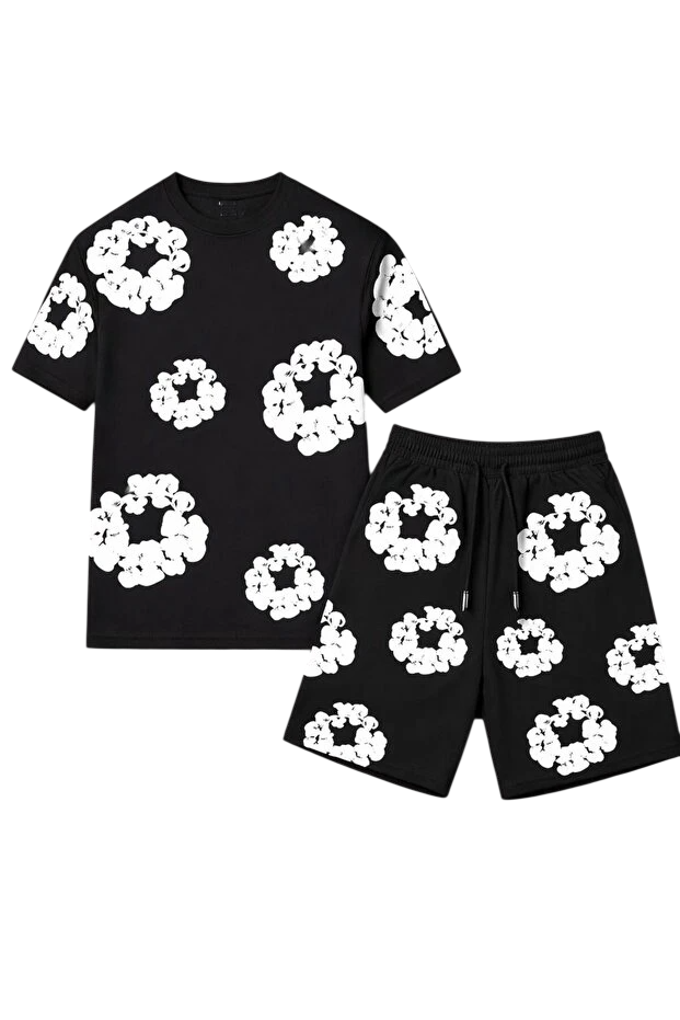 Unisex Αθλητικό Σετ T-Shirt με Βερμούδα Μαύρο DT17665Τ-02