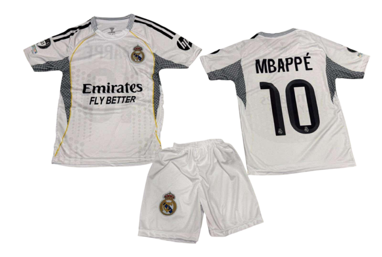 Σετ Παιδική Φανέλα Real με Σορτσάκι Mbappe Λευκό RL55326M-W10