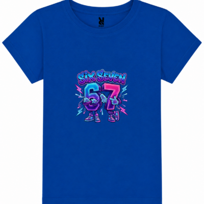 Παιδικό Κοντομάνικο T-Shirt με Στάμπα Six-Seven Μπλε Ρουά SS12515-05