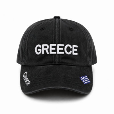 Καπέλο Jockey Μαύρο με Ανάγλυφο Σήμα GREECE