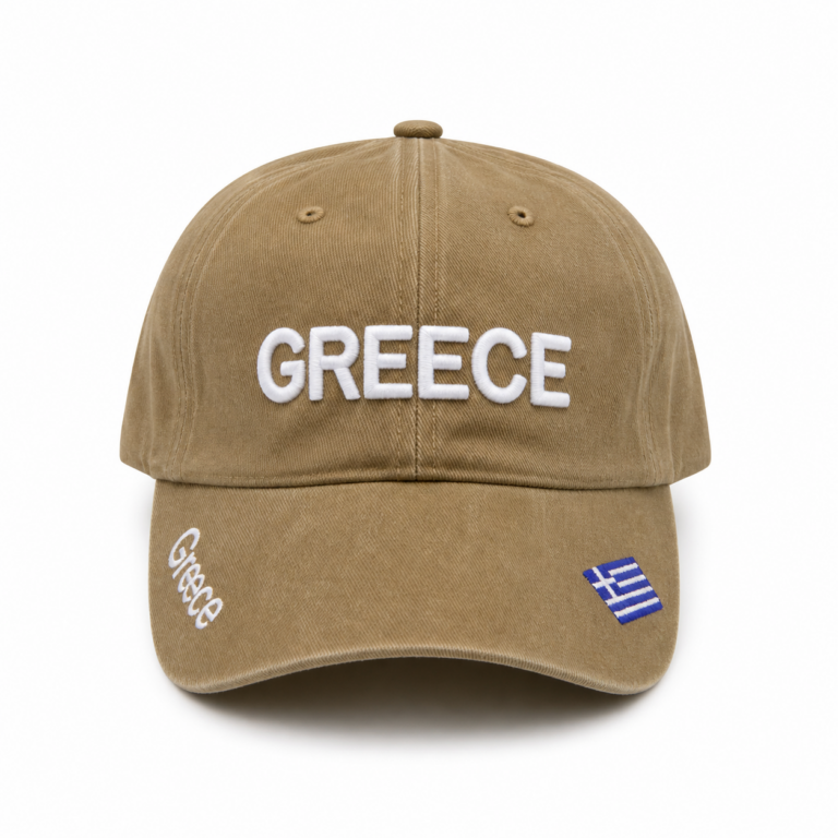 Καπέλο Jockey Μπεζ με Ανάγλυφο Σήμα GREECE