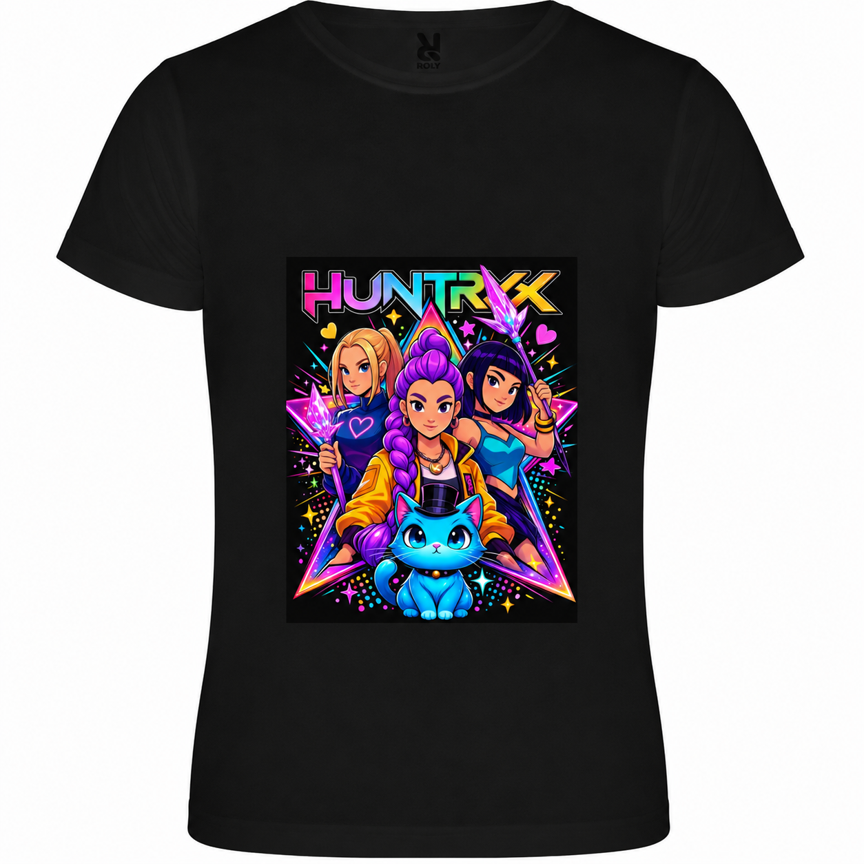 Παιδικό Κοντομάνικο T-Shirt με Στάμπα Kpop Huntrix Μαύρο KH12513-02 Παιδικό Κοντομάνικο T-Shirt με Στάμπα Kpop Huntrix Μαύρο KH12513-02