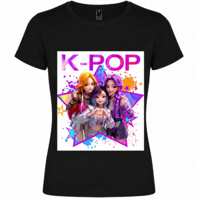 Παιδικό Κοντομάνικο T-Shirt με Στάμπα Kpop Huntrix Μαύρο KH12517-02