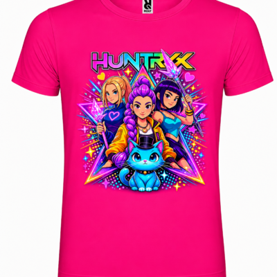 Παιδικό Κοντομάνικο T-Shirt με Στάμπα Kpop Huntrix Ροζ KH12513-14
