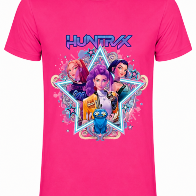 Παιδικό Κοντομάνικο T-Shirt με Στάμπα Kpop Huntrix Ροζ KH12514-14