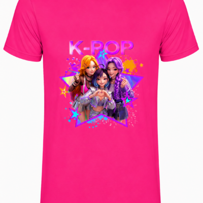 Παιδικό Κοντομάνικο T-Shirt με Στάμπα Kpop Huntrix Ροζ KH12517-14