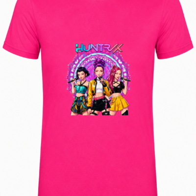 Παιδικό Κοντομάνικο T-Shirt με Στάμπα Kpop Huntrix Ροζ KH12518-14