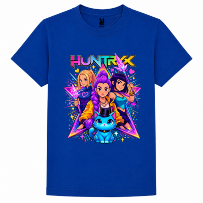Παιδικό Κοντομάνικο T-Shirt με Στάμπα Kpop Huntrix Μπλε Ρουά KH12513-05