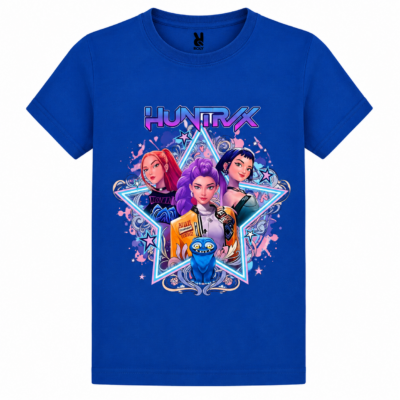 Παιδικό Κοντομάνικο T-Shirt με Στάμπα Kpop Huntrix Μπλε Ρουά KH12514-05