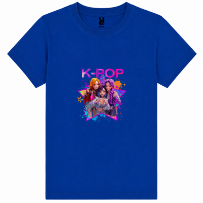 Παιδικό Κοντομάνικο T-Shirt με Στάμπα Kpop Huntrix Μπλε Ρουά KH12517-05