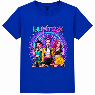 Παιδικό Κοντομάνικο T-Shirt με Στάμπα Kpop Huntrix Μπλε Ρουά KH12518-05