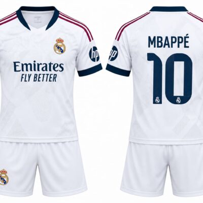 Σετ Παιδική Φανέλα Real με Σορτσάκι Mbappe Λευκό RL5527-W10